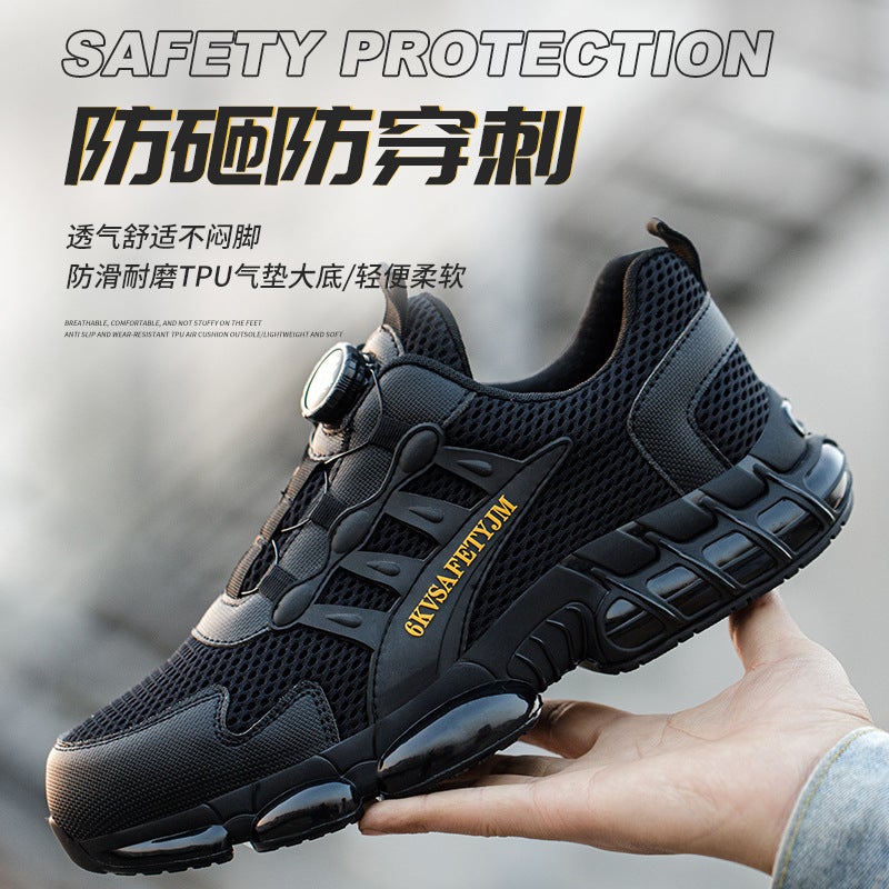 New Rotary Buckle Men'S Labor Protection Shoes Plastic Toe Anti-Smashing Anti-Piercing Protective Shoes Lightweight Breathable Work Shoes - Image 4